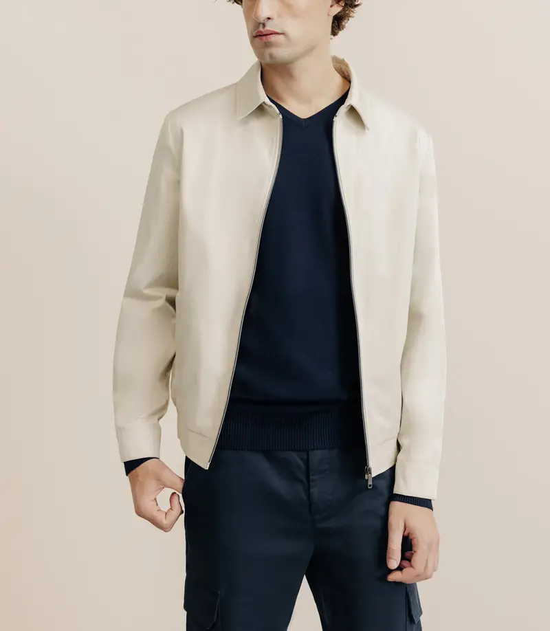 Blouson col chemise beige