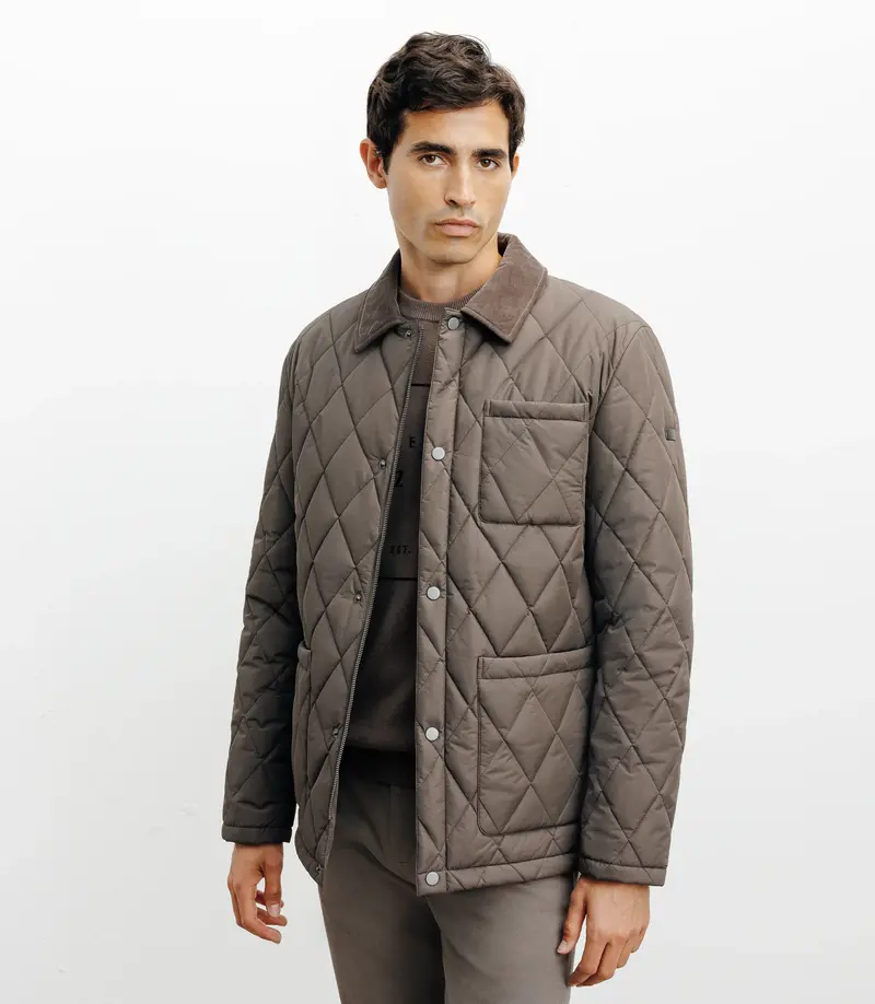Blouson col chemise taupe