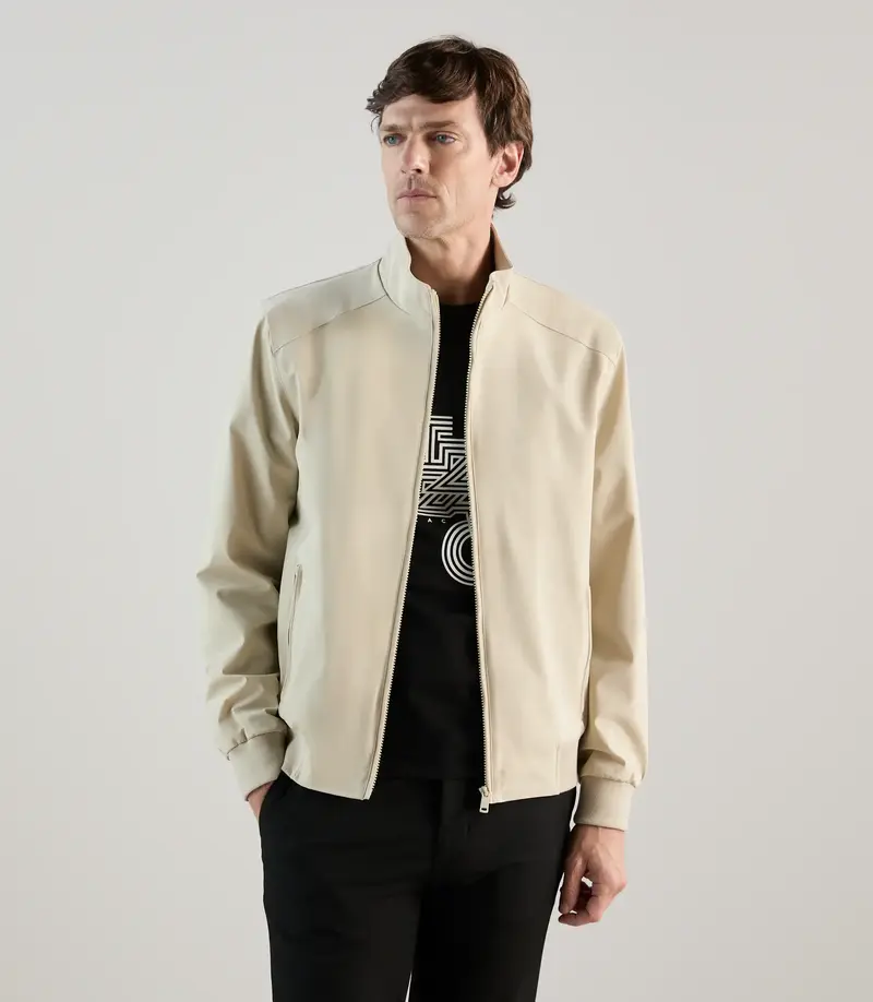 Blouson col montant beige