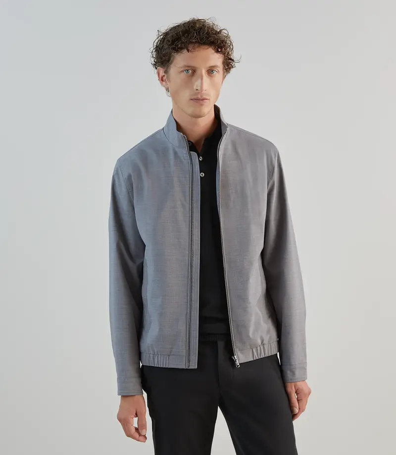 Blouson col montant gris chiné