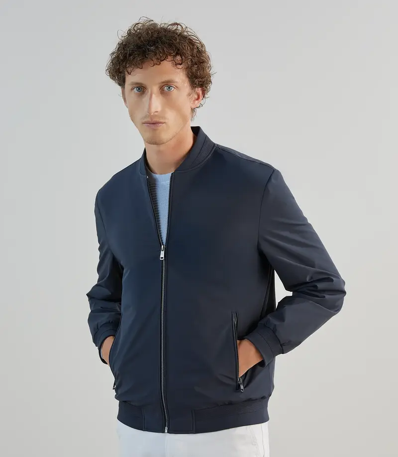 Blouson col teddy marine