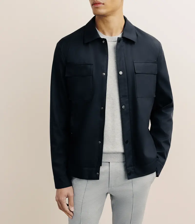 Blouson déperlant col chemise marine