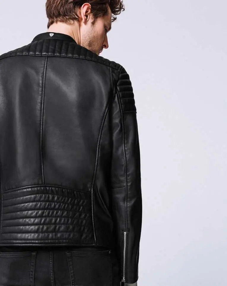 Blouson en cuir noir "Dump"