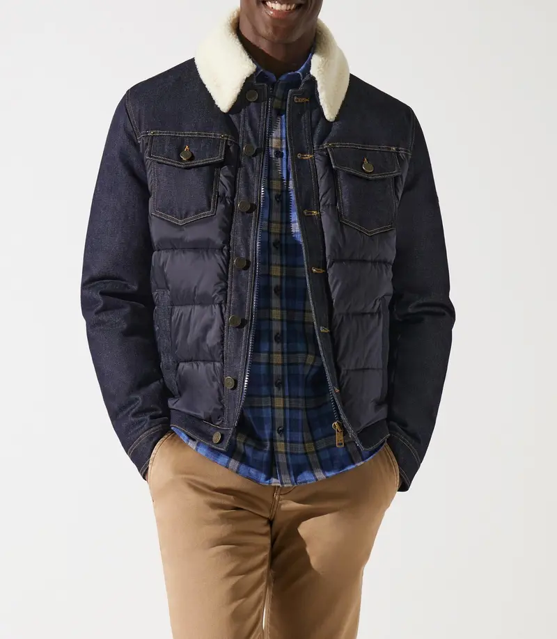 Blouson matelasse bi_matiere marine MONTREAL