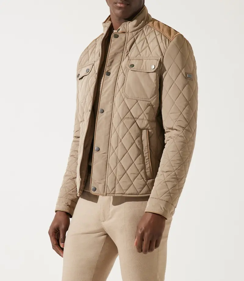Blouson surchemise à col montant matelasse taupe MACEOBT