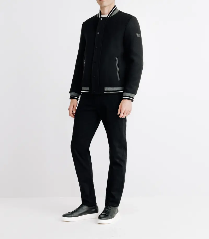 Blouson teddy en laine noir