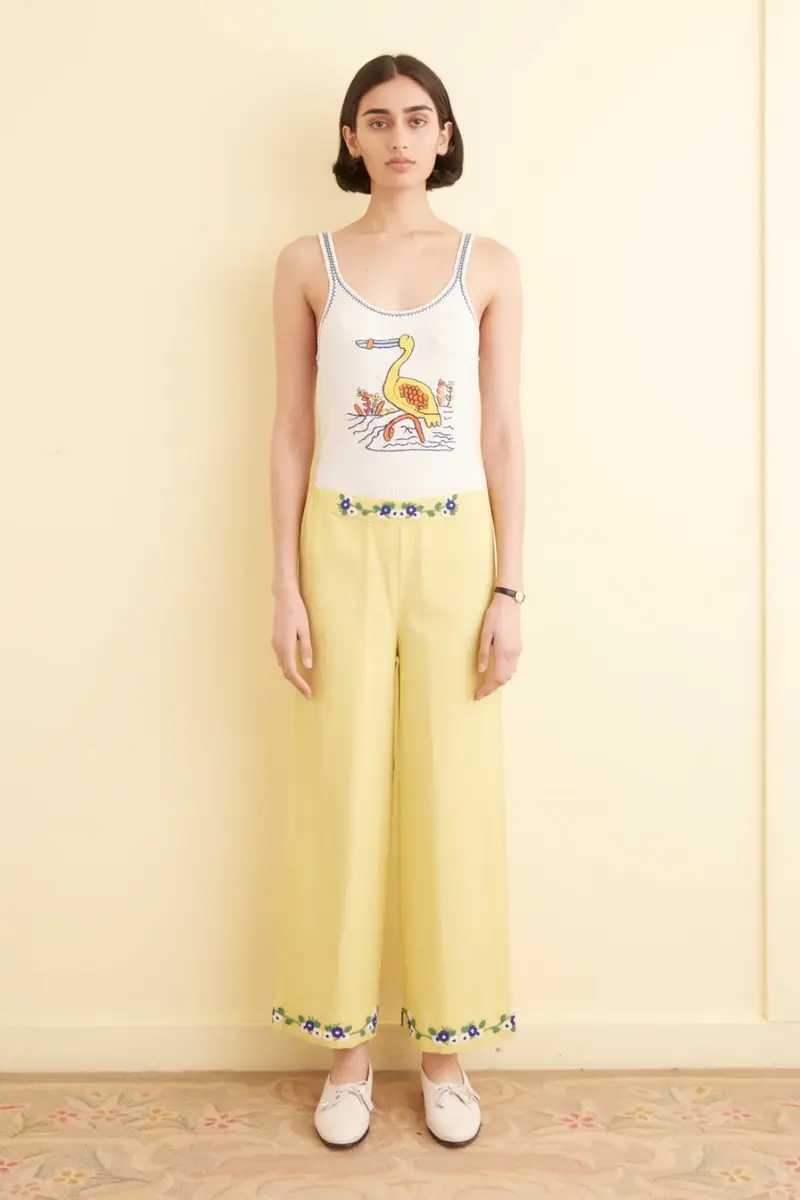 Bode Beaded Chicory Pant Yellow
