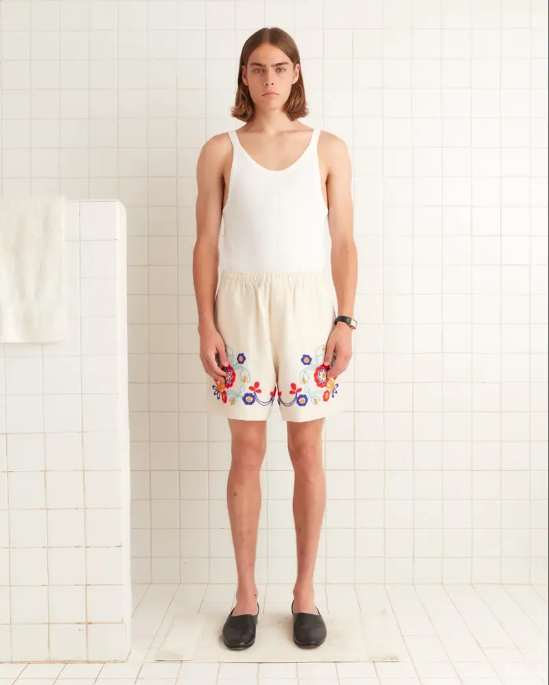 BODE beaded garden party shorts