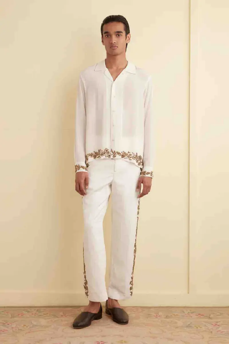 Bode Beaded Wheat Flower Trouser