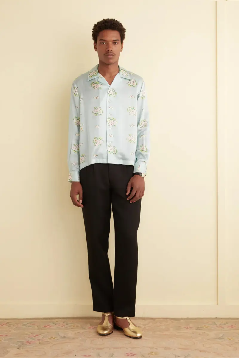 Bode Blue Daisy Shirt