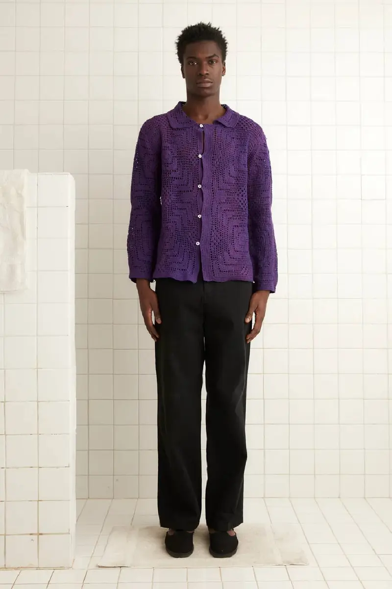 Bode Crochet Overshirt Purple