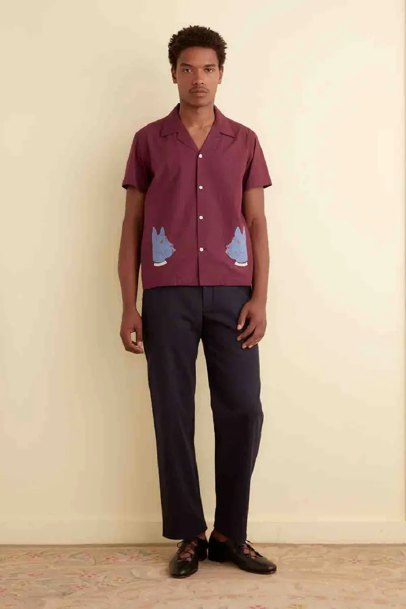 Bode Doberman Applique Short Sleeve Shirt