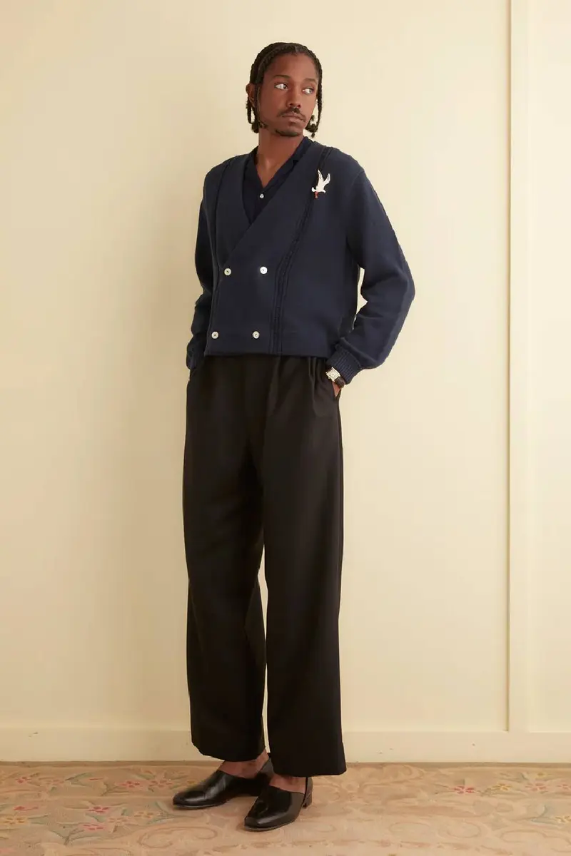 Bode Double Breasted Cardigan Navy