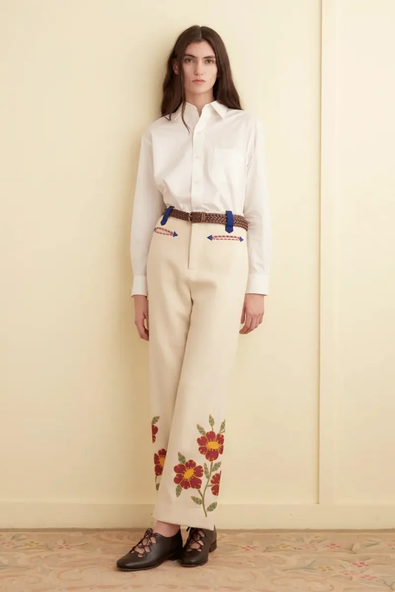 Bode Grandiflora Trouser Cream