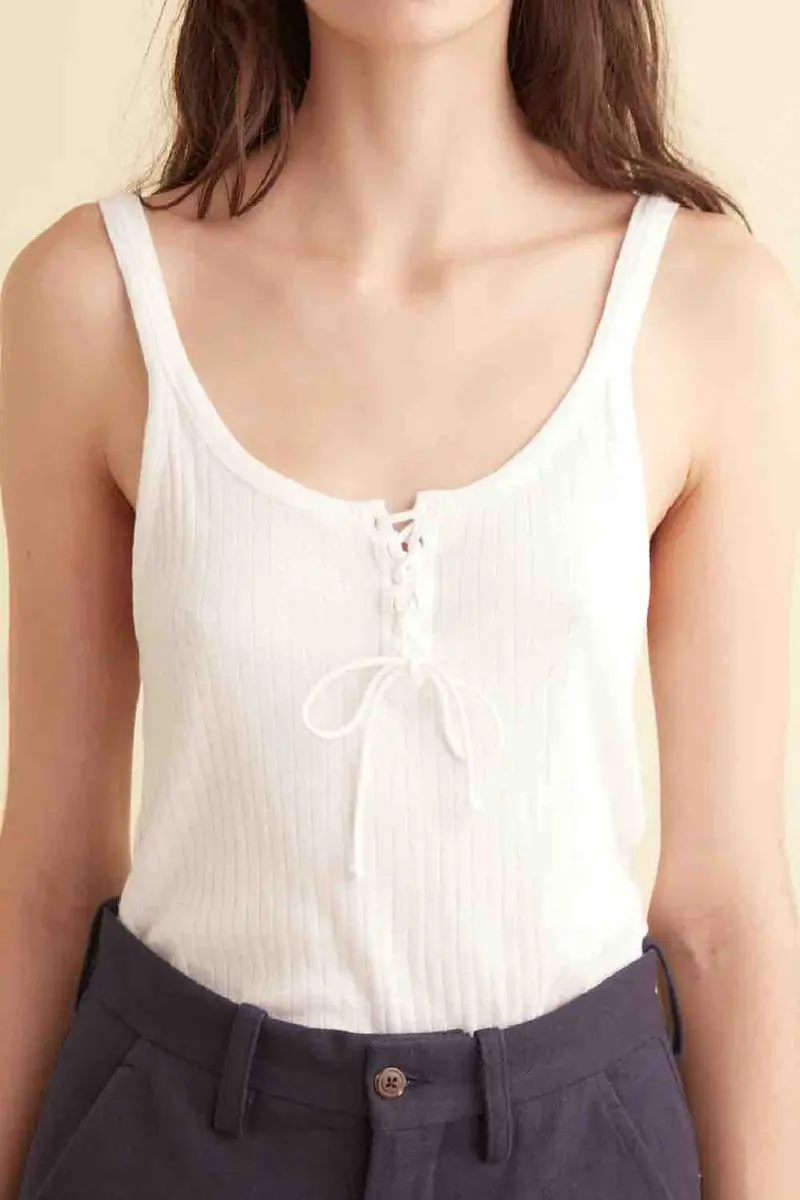 Bode Lace Up Tank White