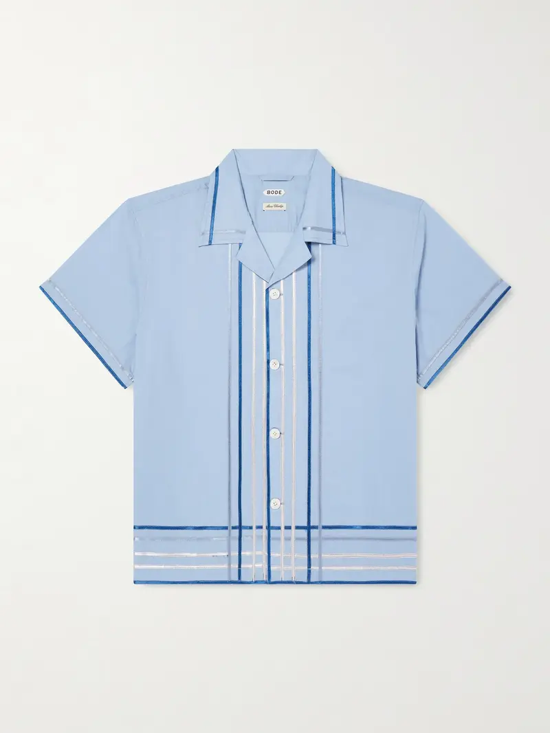 Bode Ribbon Plaid Short Sleeve Shirt