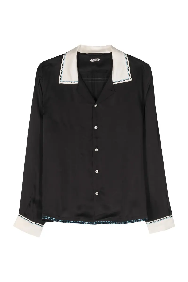 Bode Sellier Long Sleeve Shirt Black