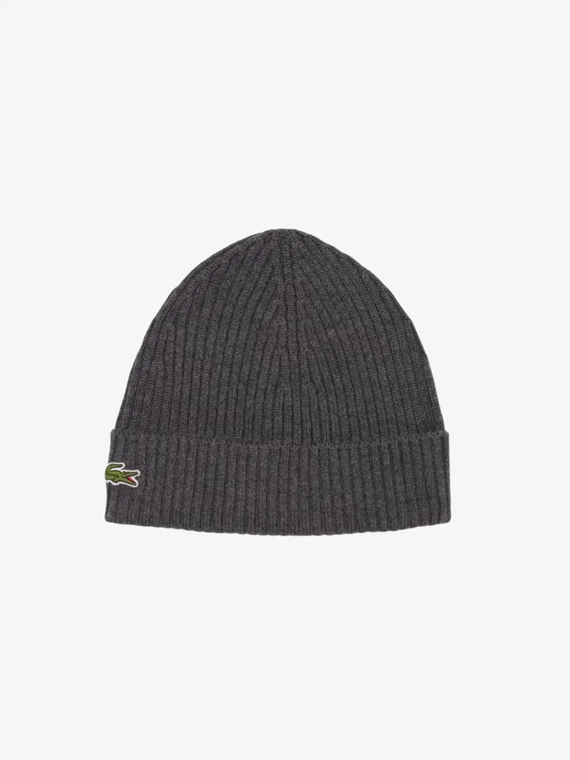 Bonnet à revers Lacoste gris en laine