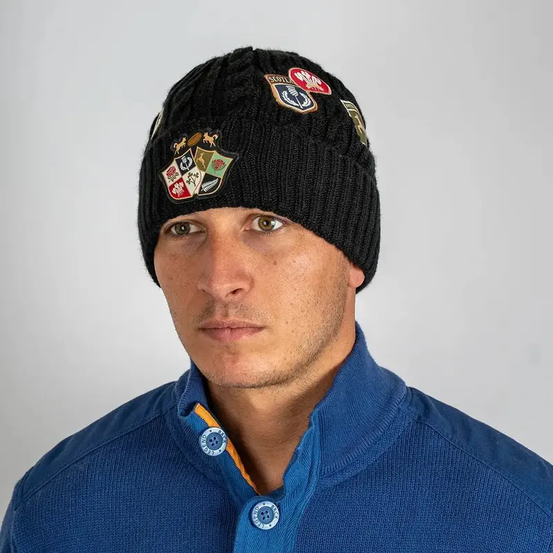 Bonnet Barbarians noir multi-nations doublé polaire