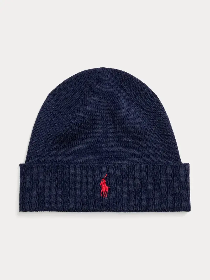 Bonnet Ralph Lauren marine en laine