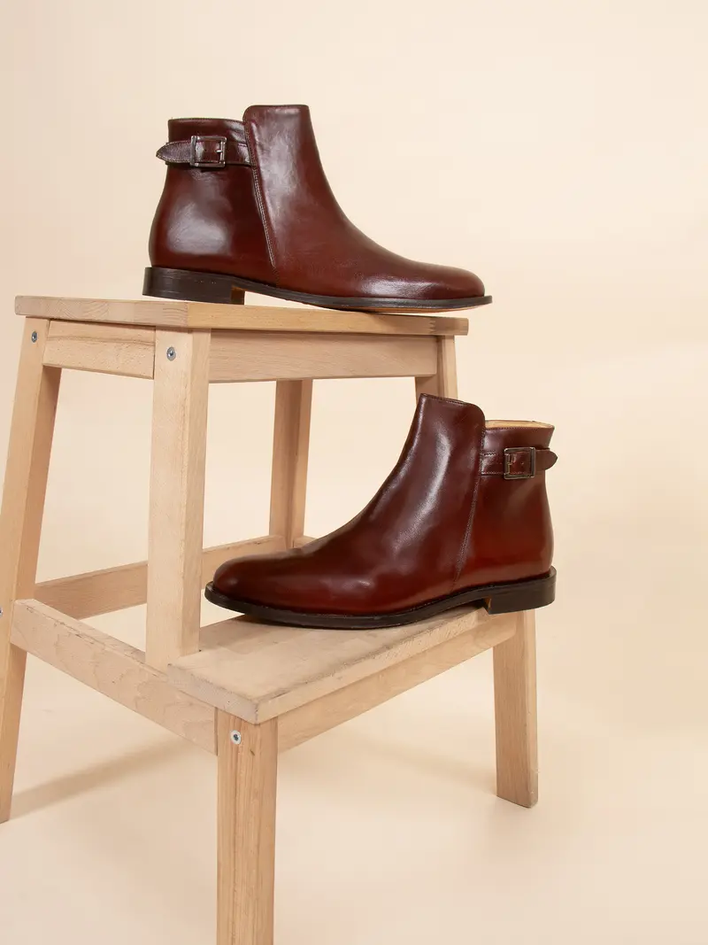 Boots à boucle cuir marron