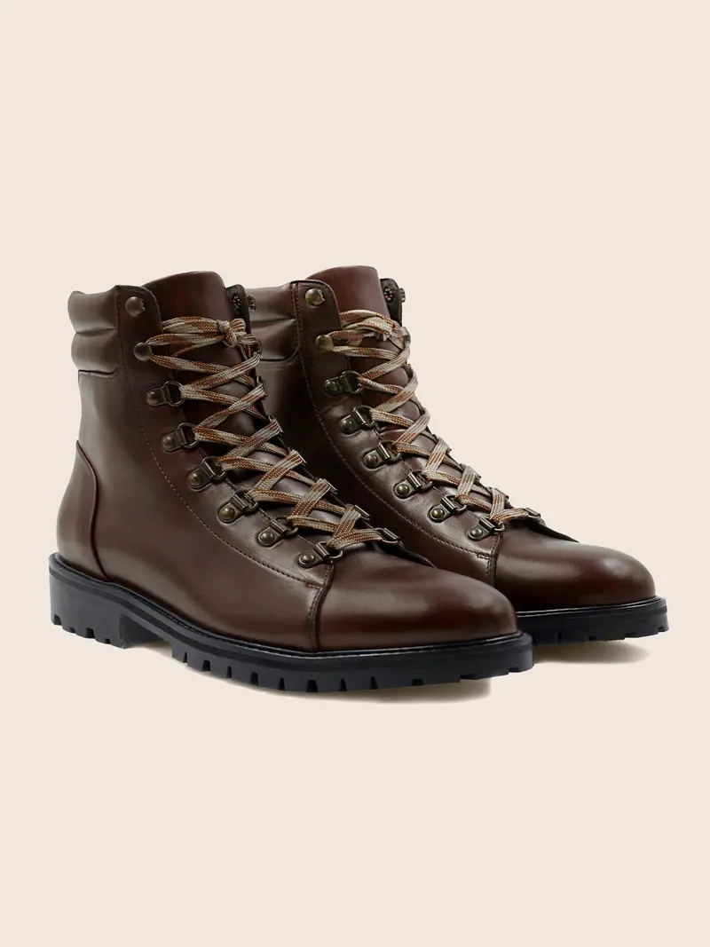 Boots montagne cuir marron