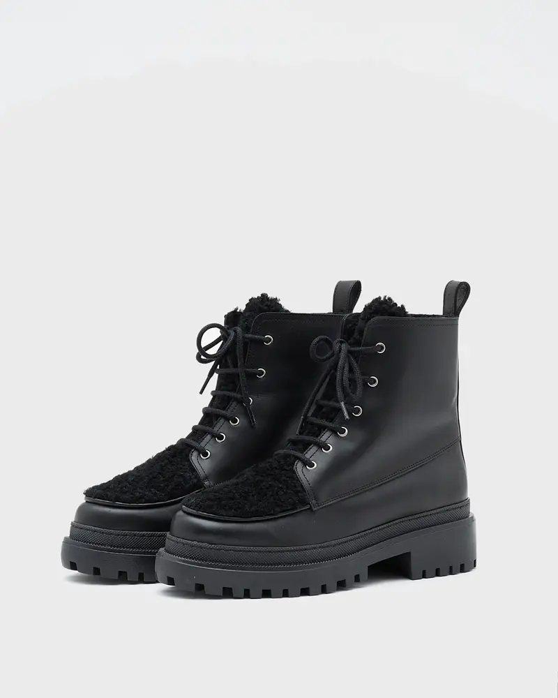 Boots montantes en peau lainée d'agneau Lacon