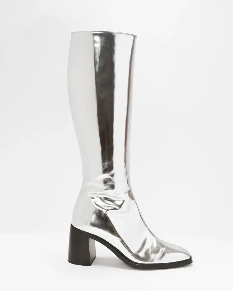 Bottes à talon - cuir argent