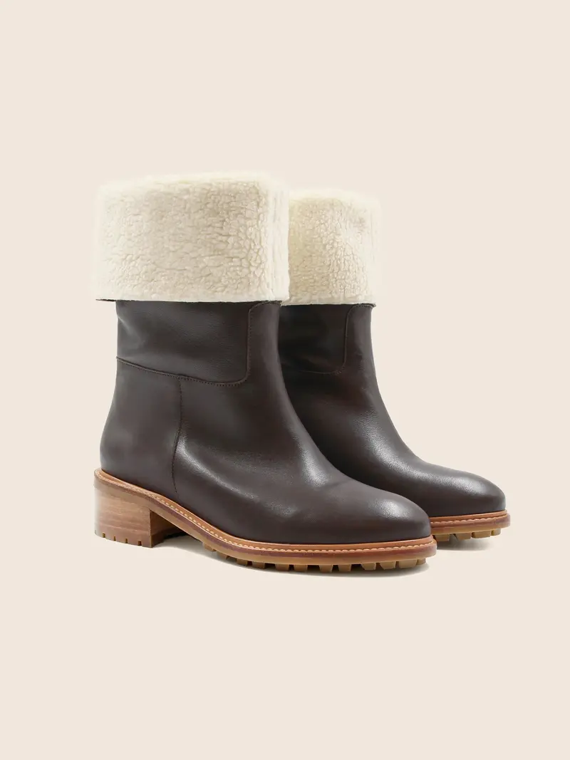 Bottes fourrées cuir marron