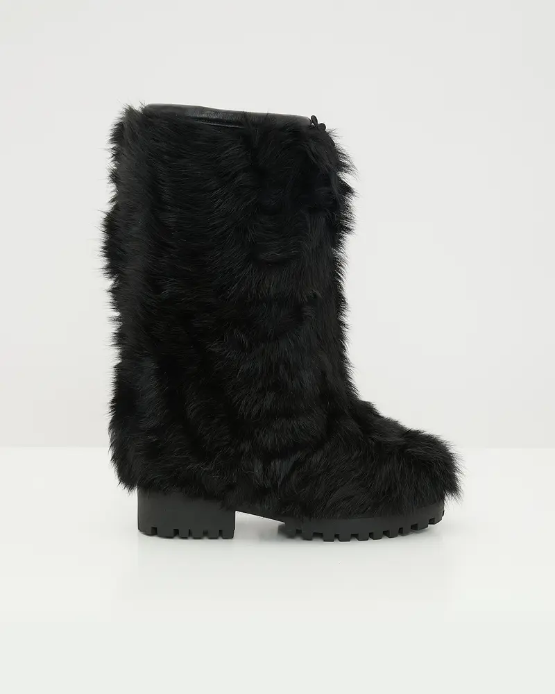 Bottes hautes en peau lainée d'agneau de Toscane raide