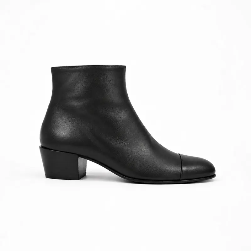 Bottine Andy cubain en cuir de veau souple noir