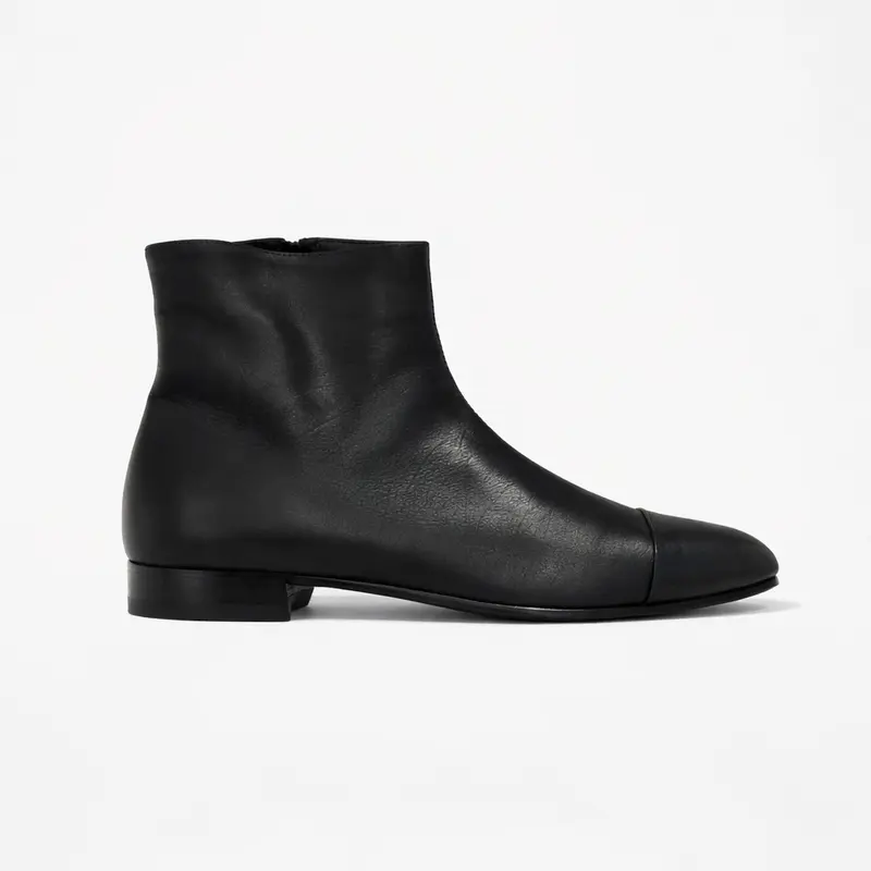 Bottine Andy en cuir de veau souple noir