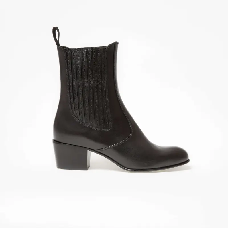 Bottine Gaia en cuir de veau lisse noir