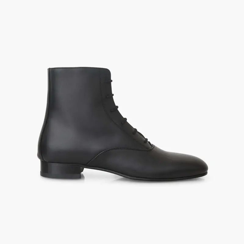 Bottine Ines en cuir de veau lisse noir