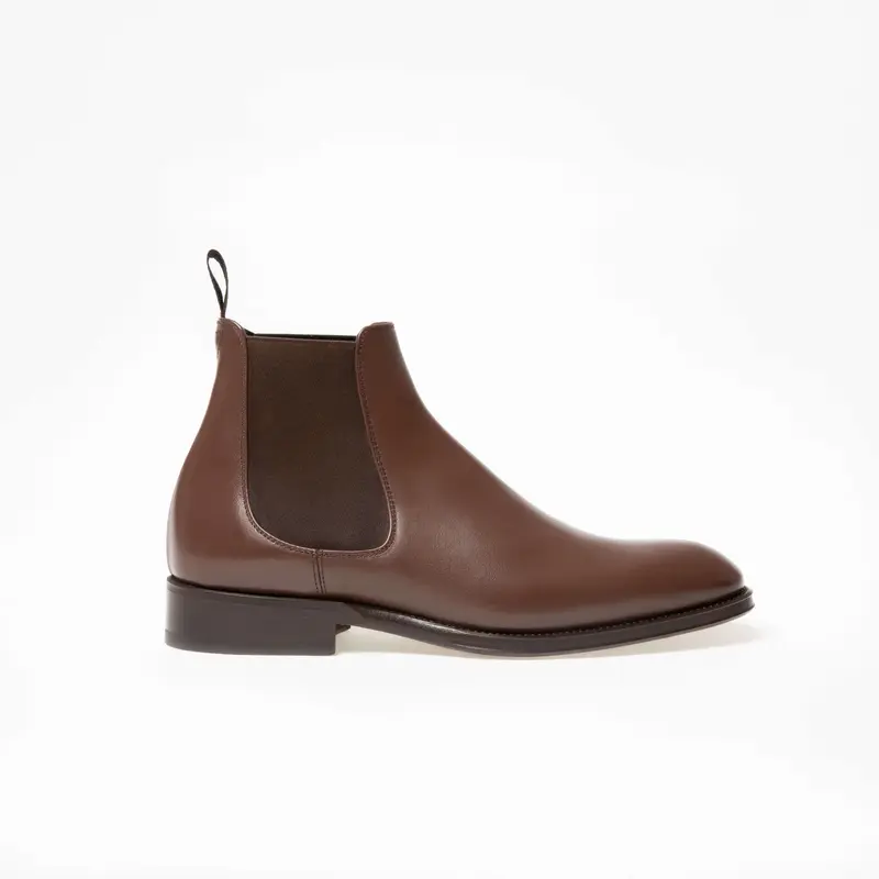 Bottine Jason en cuir de veau lisse chocolat