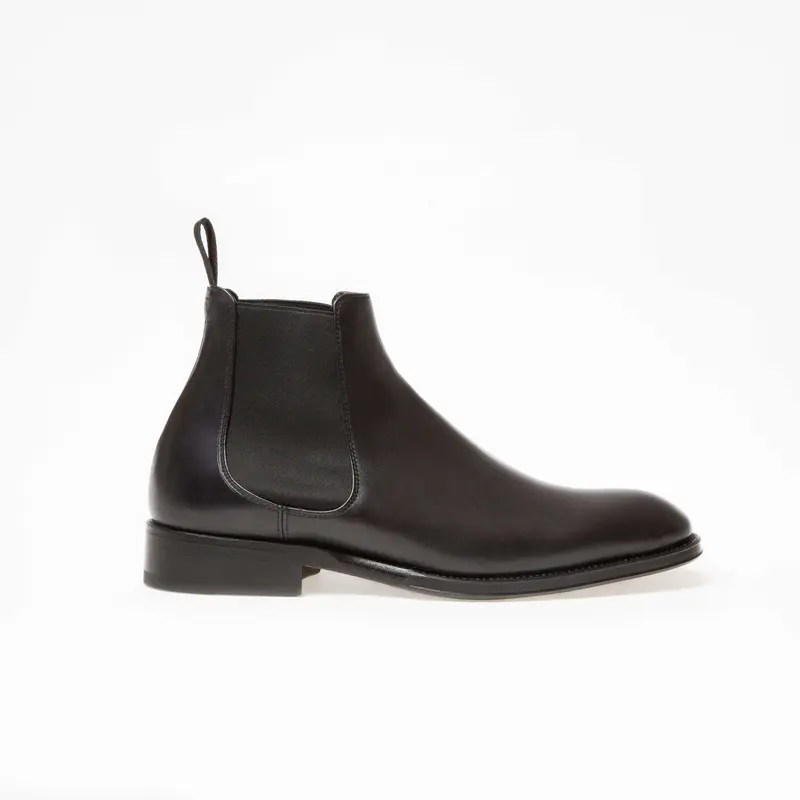 Bottine Jason en cuir de veau lisse noir