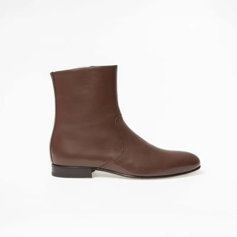 Bottine Jonathan en cuir de veau lisse chocolat