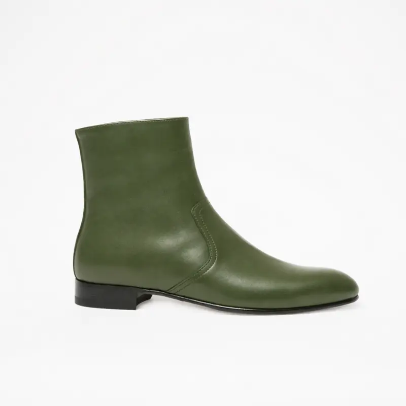 Bottine Jonathan en cuir de veau lisse vert
