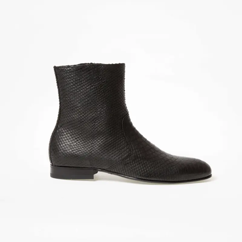 Bottine Jonathan en cuir embossé python noir