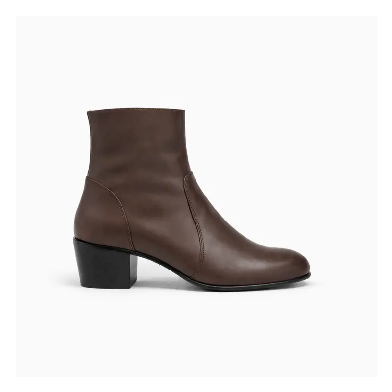 Bottine Maria en cuir de veau lisse chocolat