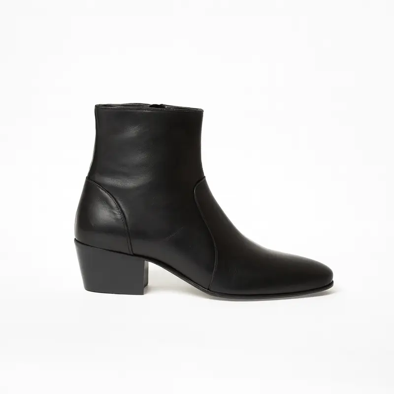 Bottine Mario en cuir de veau lisse noir
