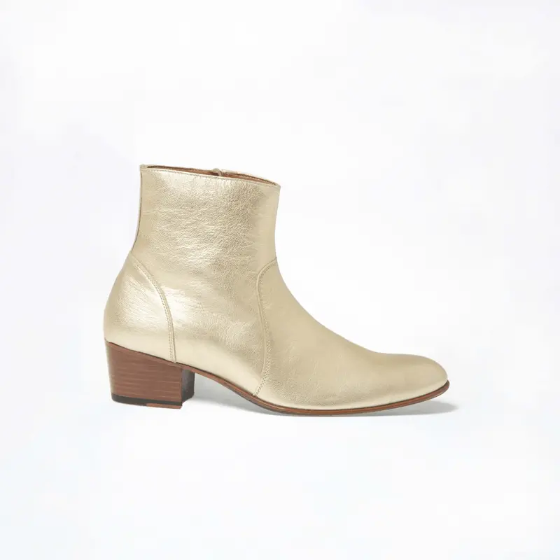 Bottine Mario en cuir de veau lisse or