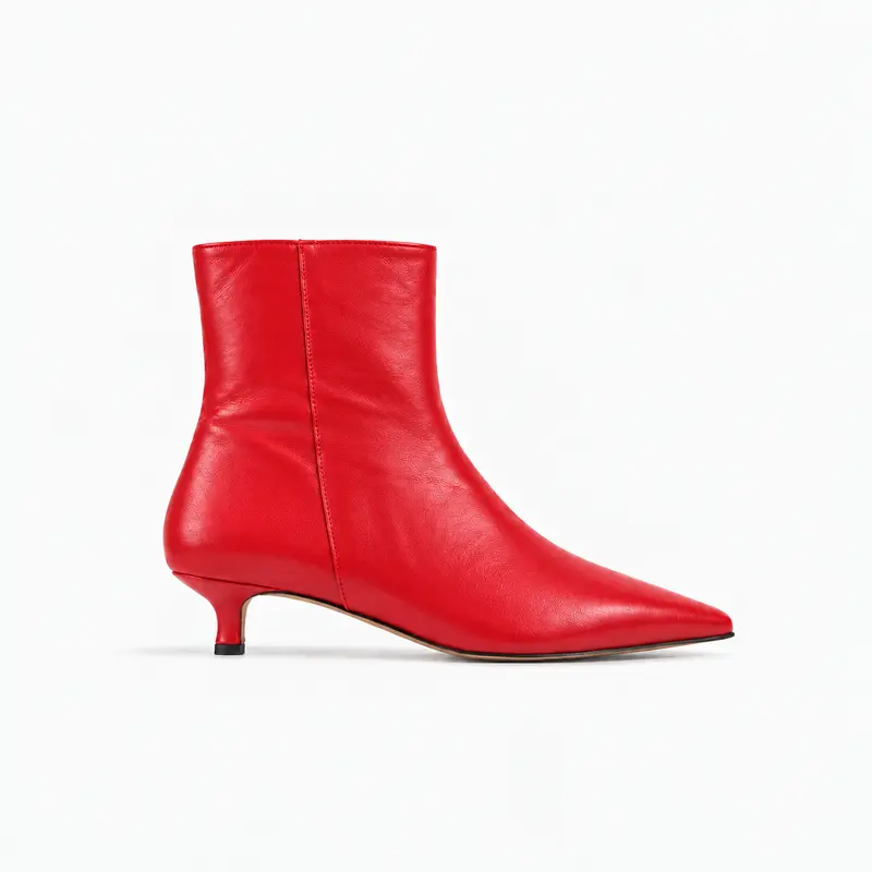 Bottine Nina en cuir de veau lisse rouge