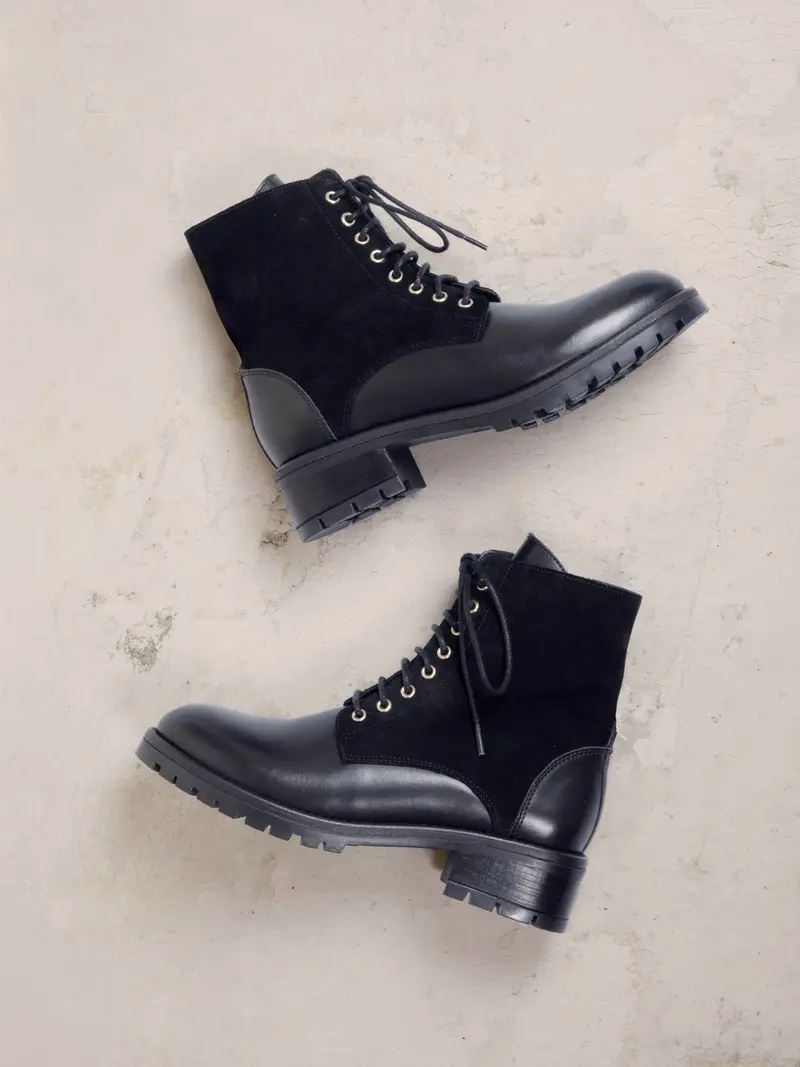 Bottines à lacet cuir noir