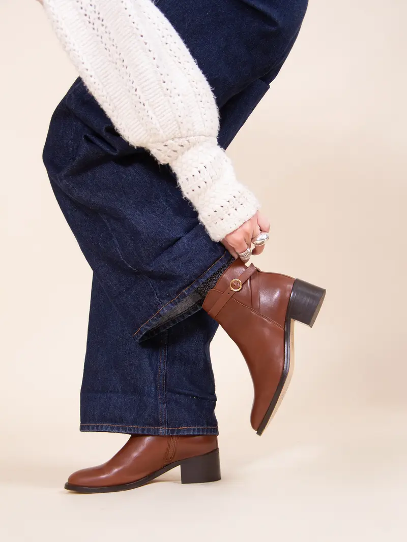 Bottines cavalières cuir camel