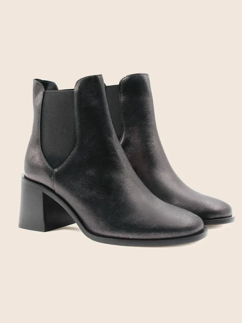 Bottines Chelsea talon cuir irisé noir