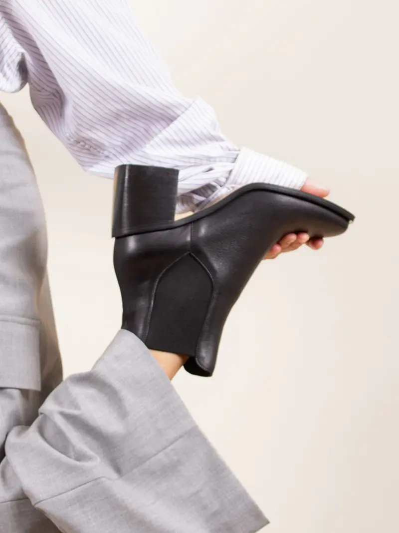 Bottines Chelsea talon cuir noir