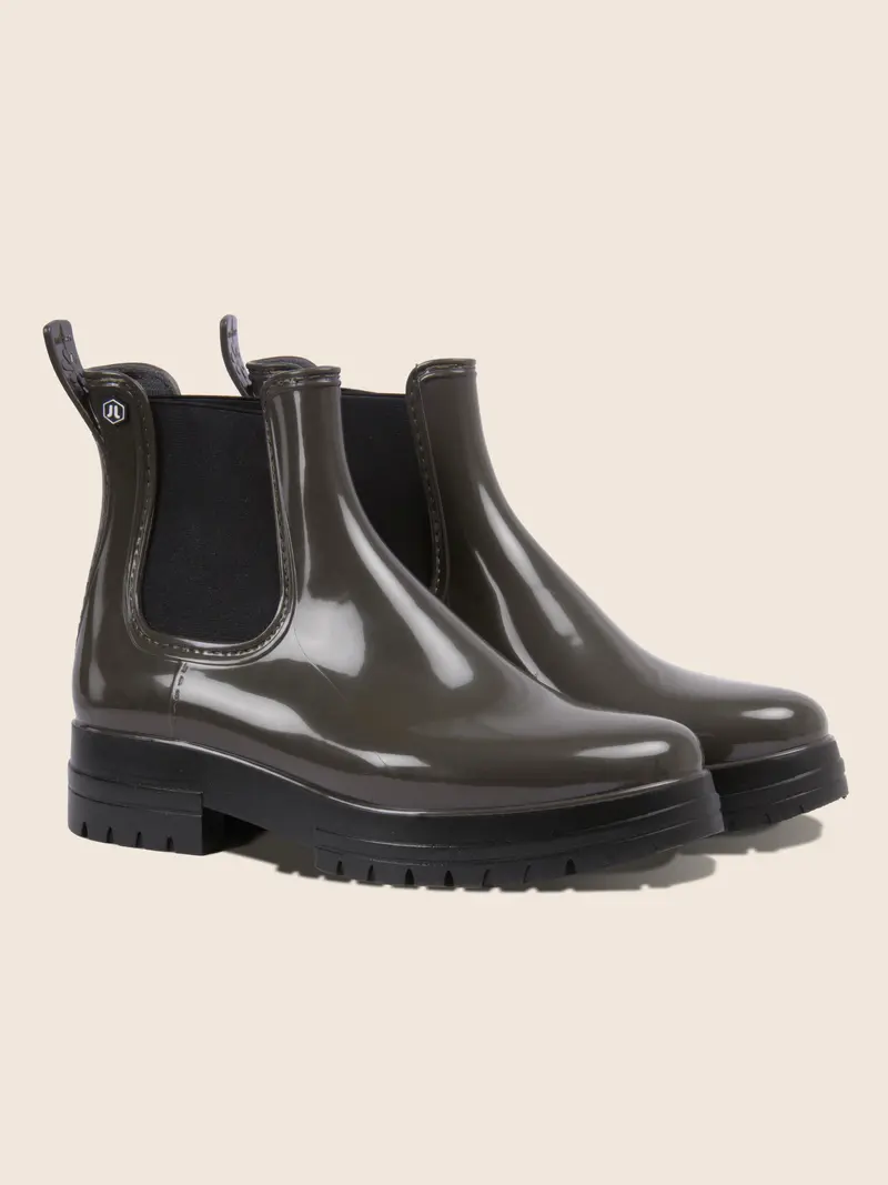 Bottines de pluie crantées kaki noir