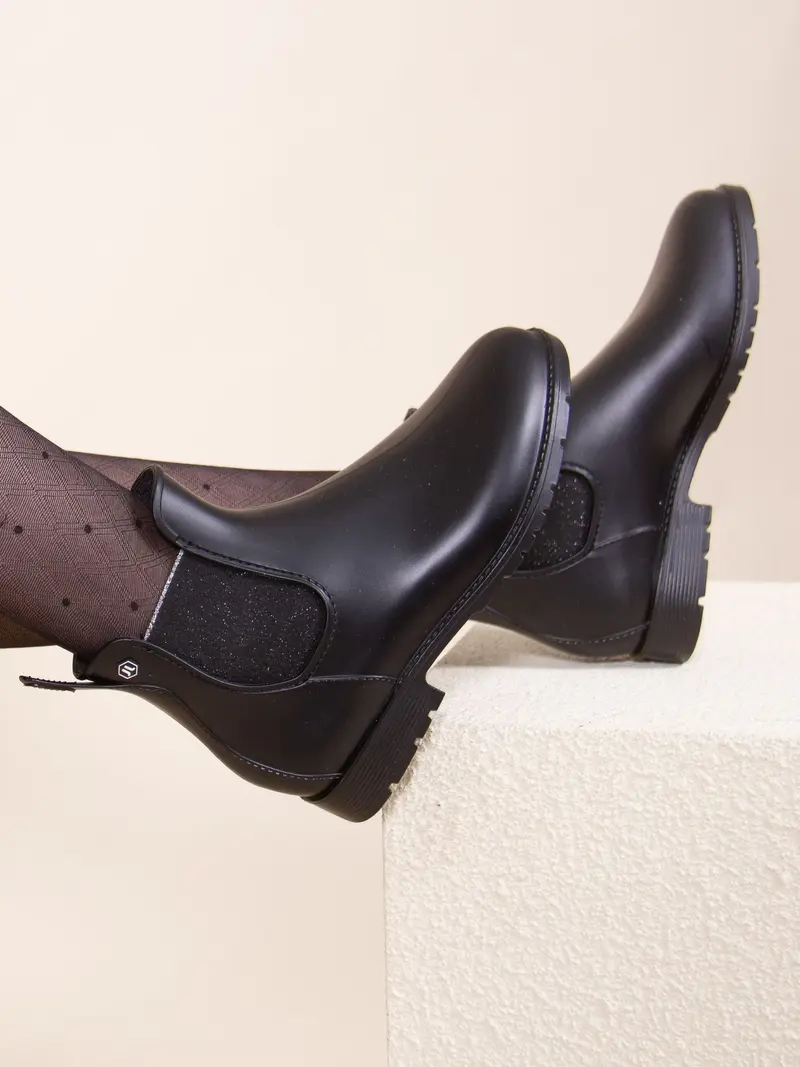 Bottines de pluie noir argenté