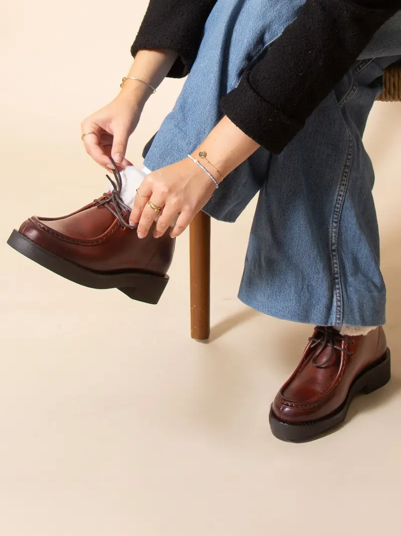 Bottines fourrées basses cuir marron
